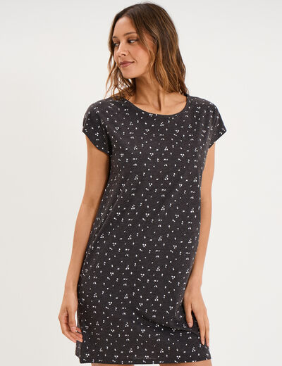 Chemise de nuit manches courtes gris anthracite femme