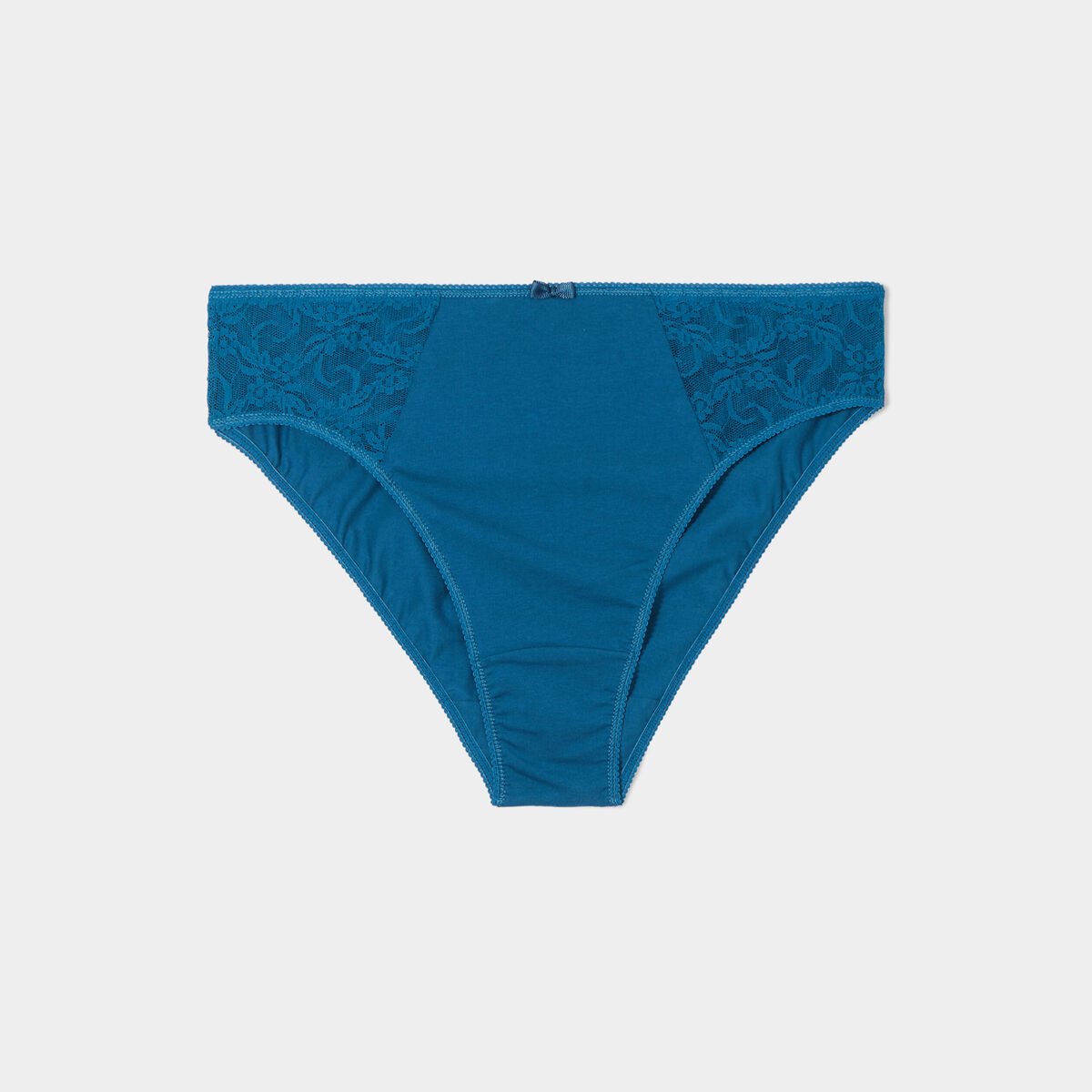 Culotte empiècements dentelle bleu canard femme grande taille