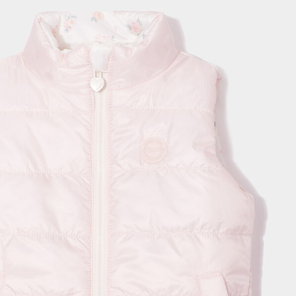 doudoune reversible sans manches zippee ecru bebef Doudoune réversible sans manches zippée ecru bébé fille