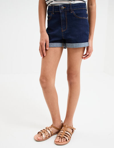 Short en jean denim 5 poches denim brut fille