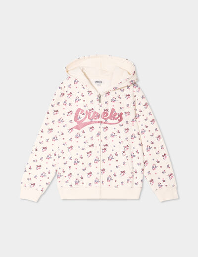 Sweat zippé à capuche Creeks beige fille