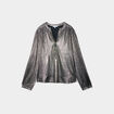 Blouse m&eacute;tallis&eacute;e manches longues jaune or femme