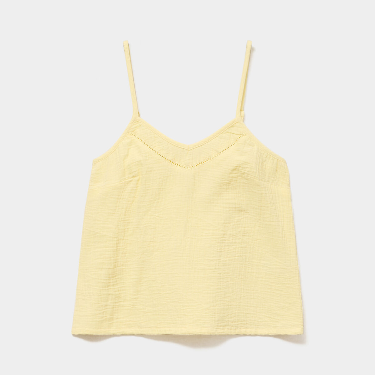 Haut de pyjama d&eacute;bardeur gaze de coton jaune clair femme