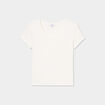 T-shirt côtelé manches courtes coton blanc femme