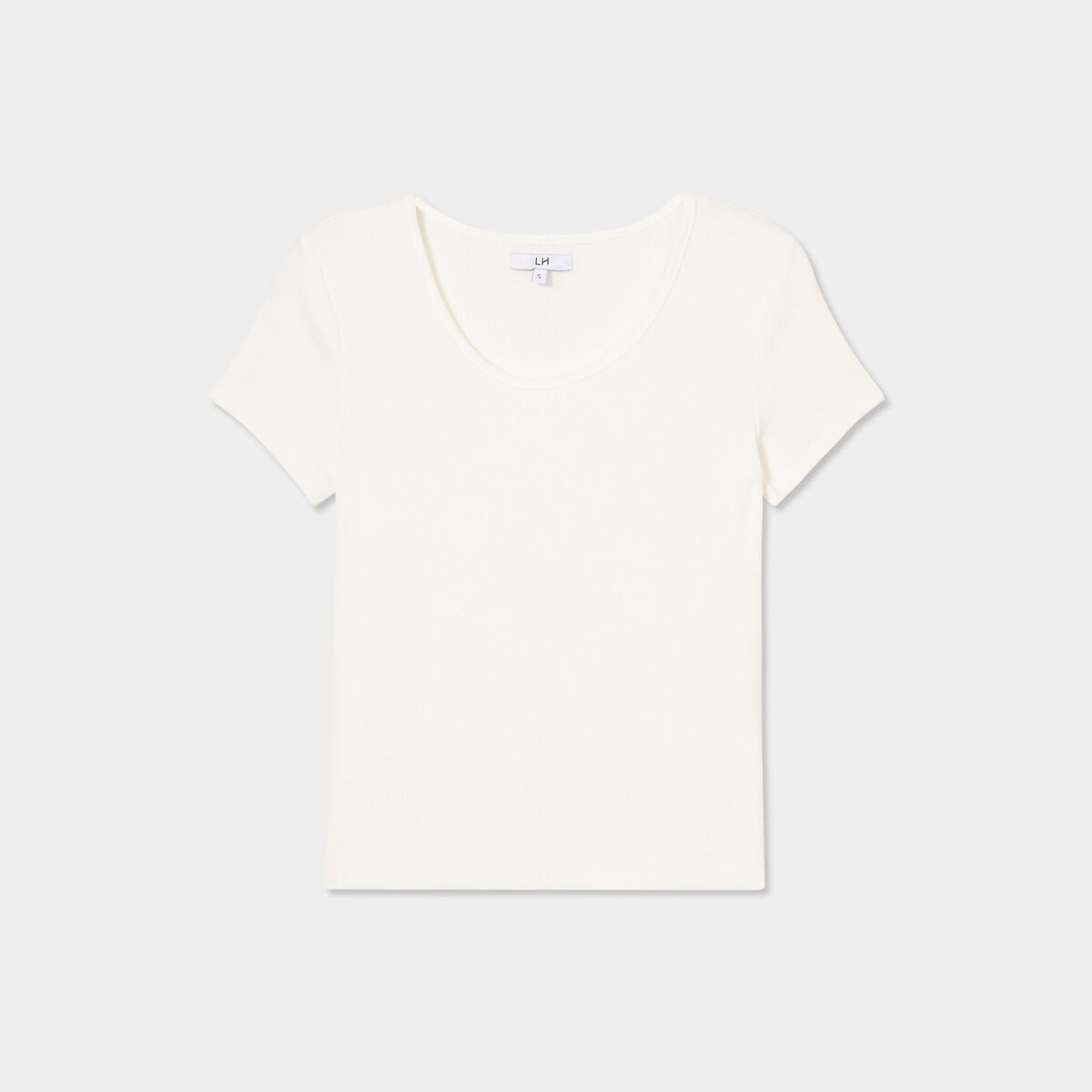 T-shirt côtelé manches courtes coton blanc femme