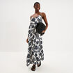 Robe longue &agrave; bretelles &eacute;vas&eacute;e coton ecru femme