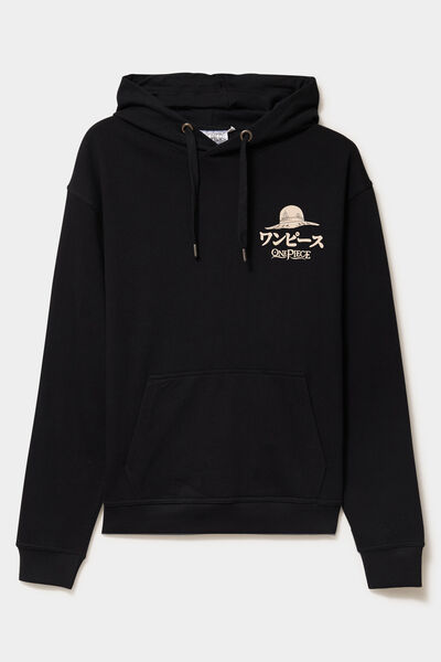 Sweat hoodie molleton One Piece noir homme