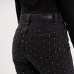 Jean droit &agrave; strass taille haute denim noir femme