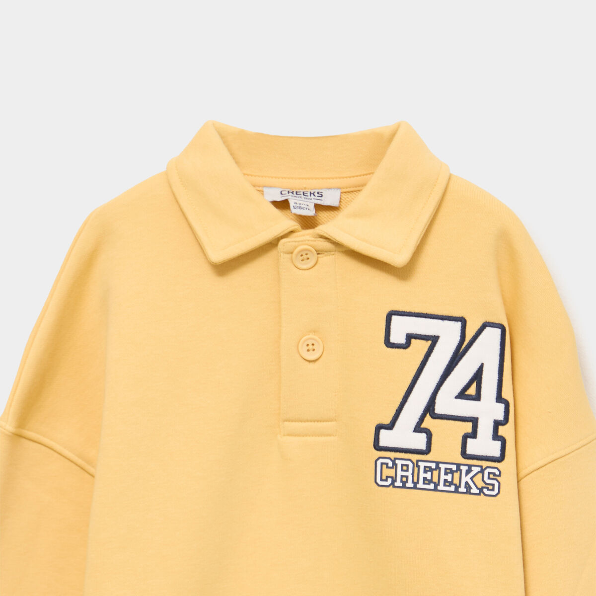 Sweat col polo manches longues jaune gar&ccedil;on