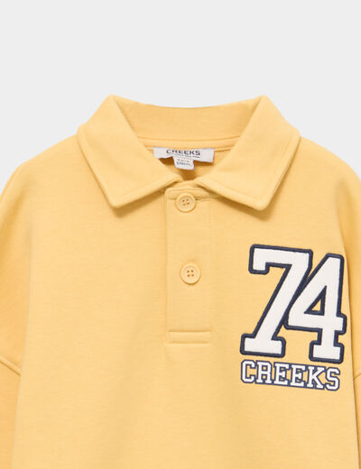 Sweat col polo manches longues jaune gar&ccedil;on