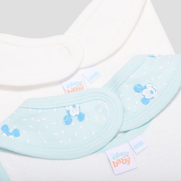Lot 2 bavoirs coton Mickey ivoire bébé garçon