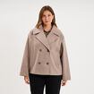 Manteau court double boutonnage beige femme grande taille