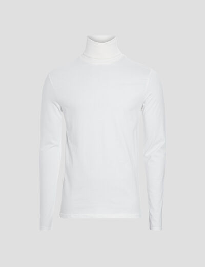 T-shirt col roulé manches longues ivoire homme