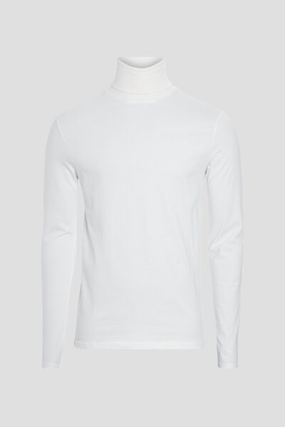 T-shirt col roulé manches longues ivoire homme