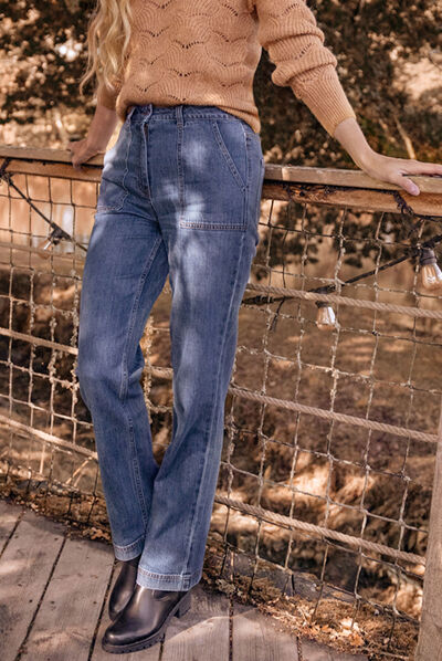 Jeans bootcut taille standard denim brut femme