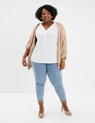 Jeans mom 7/8ème taille haute denim double stone femme grande taille