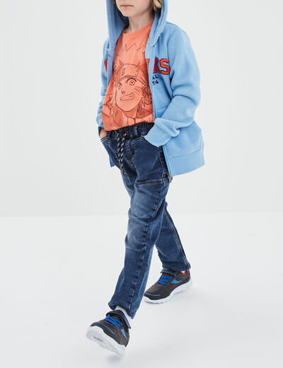 Jean stretch jogger taille élastiquée denim stone garçon