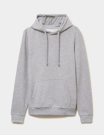 Sweat molleton &agrave; capuche hoodie gris clair homme