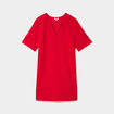 Robe courte col en V manches courtes rouge femme