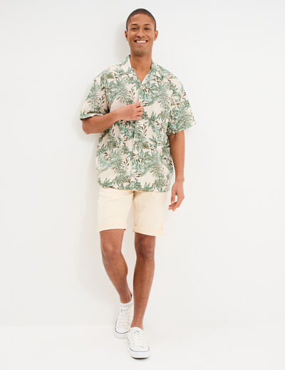 Chemise en coton manches courtes blanc homme