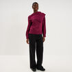 Pull col rond &eacute;charpe amovible rouge fonc&eacute; femme