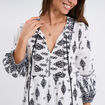Robe trapèze col tunisien avec noeud ecru femme