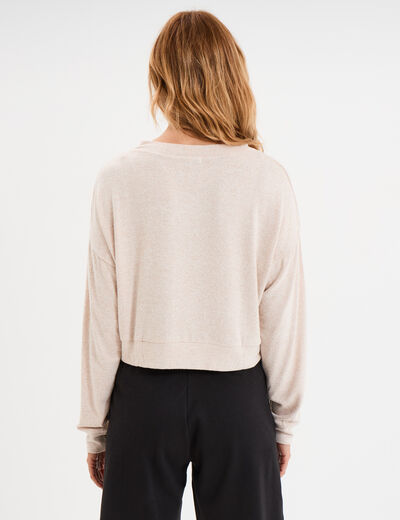 Sweat manches longues chiné sable femme