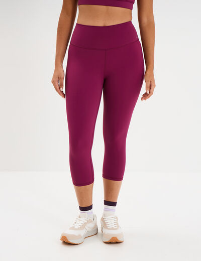 Legging corsaire de sport stretch violet fonc&eacute; femme