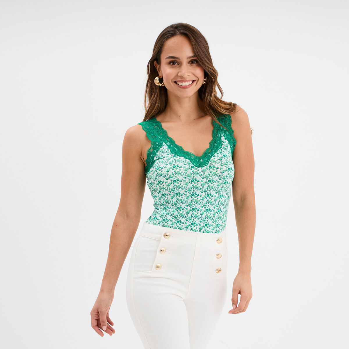 Débardeurs Femme Coton Power Flower - Design Italien - Ultra Doux Et Confortables - Lavable Machine