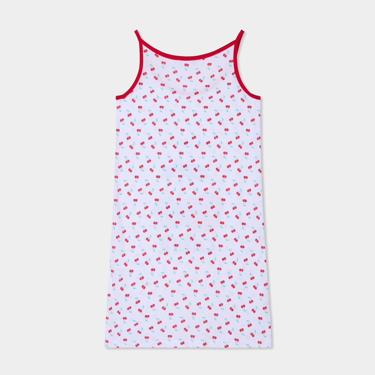 Chemise de nuit fines bretelles coton blanc fille