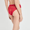 Culotte en dentelle taille haute rose framboise femme