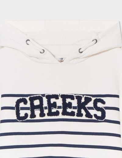 Sweat à capuche hoodie Creeks ecru garçon
