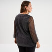 Blouse manches 3/4 pliss&eacute;e paillettes noir femme grande taille