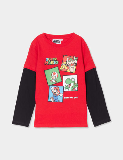T-shirt manches longues Super Mario rouge garçon