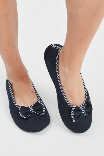 Chaussons ballerines Isotoner bleu marine femme