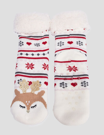 Chaussettes d'intérieur de Noël multicolore femme