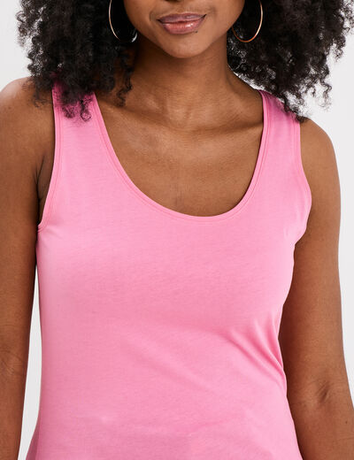 Débardeur bretelles larges coton rose femme