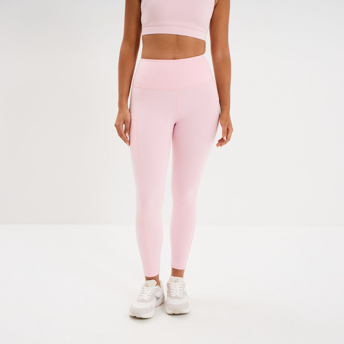 Legging de sport taille haute rose clair femme