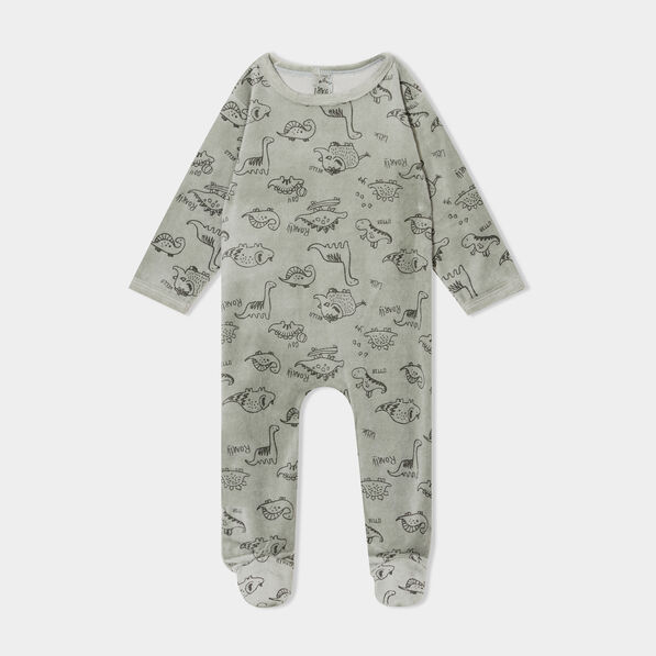 Dors-bien coupe droite effet velours vert kaki bébé garçon