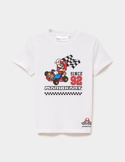 T-shirt manches courtes coton Mario blanc gar&ccedil;on