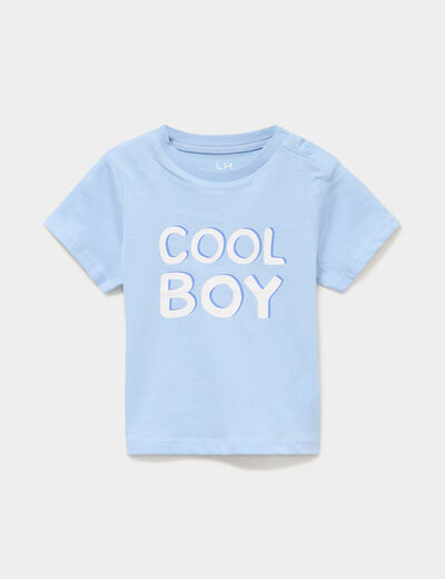T-shirt manches courtes coton bleu pastel b&eacute;b&eacute; gar&ccedil;on
