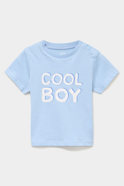 T-shirt manches courtes coton bleu pastel b&eacute;b&eacute; gar&ccedil;on