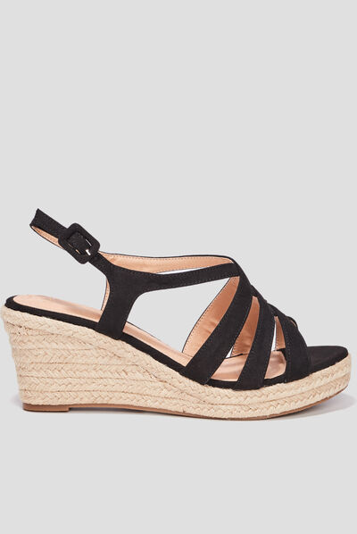 Sandales compensées noir femme