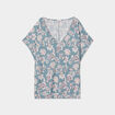 T-shirt col en V manches courtes bleu gris femme grande taille