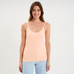 D&eacute;bardeur coton bretelles r&eacute;glables orange fluo femme