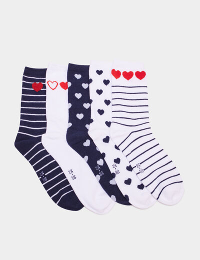 Lot 5 paires chaussettes bleu marine femme