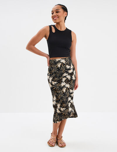 Débardeur cropped ouverture épaule noir femme