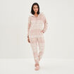 Combinaison pyjama pilou à capuche rose femme