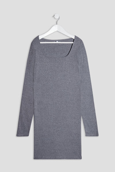 Robe droite à encolure carrée gris femme