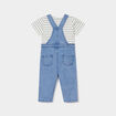 Ensemble 3 pièces coton salopette jean ecru bébé garçon